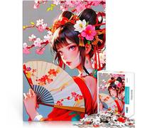Puzzles 2000 pièces pour Adolescents Fille animée avec Un éventail et des Fleurs Jeu de Quiz Super Cadeau 70x100cm