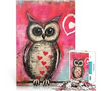 Puzzles 2000 pièces pour Adolescents Hibou de la Saint-Valentin avec des cœurs Casse-tête Cadeaux du Père Noël Secret 70x100cm