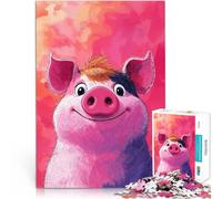 Puzzles 2000 pièces pour Adolescents Illustration de Cochon Souriant Jeu de Quiz Décoration Murale, Cadeaux Uniques pour Anniversaire et Noël 70x100cm