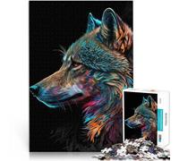 Puzzles 2000 pièces pour Adolescents Loup coloré Entraînez Votre Cerveau et Vos Mains avec Affiche et Feuille de Questions correspondantes 70x100cm