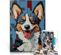 Puzzles 2000 pièces pour Adolescents Peinture de Corgi Souriant Jeux éducatifs Jouets DIY Cadeaux du Père Noël Secret 70x100cm