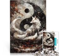 Puzzles 2000 pièces pour Adolescents Renard Blanc et Yin Yang Entraînez Votre Cerveau et Vos Mains Idées Cadeaux 70x100cm