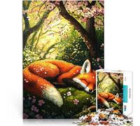 Puzzles 2000 pièces pour Adolescents Renard endormi dans la forêt printanière Jeu intellectuel Cadeau Amusant 70x100cm