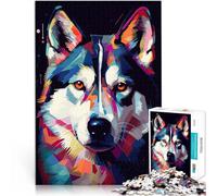 Puzzles 2000 pièces pour Adolescents Résumé du Husky de Sibérie Loisirs en Famille Cadeau d'anniversaire, Cadeaux, décoration Murale 70x100cm