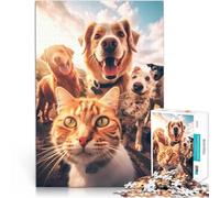 Puzzles 2000 pièces pour Adolescents Selfie de Chat avec des Chiens Casse-tête pour Renforcer l'amour Entre Les Couples 70x100cm