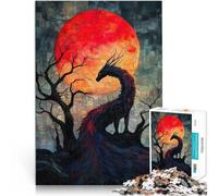 Puzzles 2000 pièces pour Adolescents Tissu Dragon de Lune de Sang Jeux Amusants en Famille Collection d'artistes, Beaux-Arts 70x100cm
