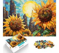 Puzzles 2000 pièces pour Adolescents Tournesols Devant la Ville Jeu Stimulant et Jeu Familial Une œuvre d'art 70x100cm