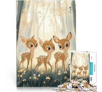 Puzzles 2000 pièces pour Adolescents Trois adorables faons dans Les Bois défi éducatif avec Affiche et Feuille de Questions correspondantes 70x100cm