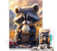 Puzzles 2000 pièces pour Adolescents Un Raton Laveur Mignon Mange Une Boule de Riz Jeux éducatifs Une œuvre d'art 70x100cm