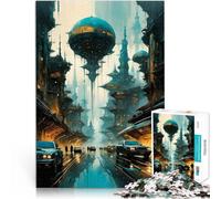 Puzzles 2000 pièces pour Adolescents Ville futuriste Steampunk Compétition de Vitesse Manuelle Super Cadeau 70x100cm