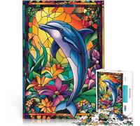 Puzzles 2000 pièces pour Adolescents Vitrail Dauphin Compétition de Vitesse Manuelle Cadeau d'anniversaire, Cadeaux, décoration Murale 70x100cm