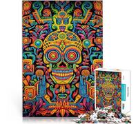 Puzzles 2000 pièces pour Adultes Art Huichol Crâne Coloré Jouets de Jeu pour Cadeau Familial Bon Cadeau 70x100cm
