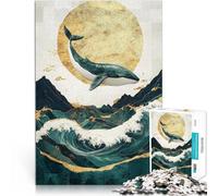 Puzzles 2000 pièces pour Adultes Baleine sautant par-Dessus Les Vagues Impossible avec des pièces de Formes aléatoires entièrement imbriquées 70x100cm