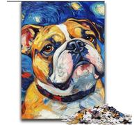 Puzzles 2000 pièces pour Adultes Bulldog Night Sky pour Les 14 Ans et Plus Jeux Amusants Activités Amusantes à la Maison, Cadeaux d'anniversaire, Cadeaux de Voyage 70x100cm