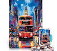 Puzzles 2000 pièces pour Adultes Bus londonien Pop Art avec Big Ben en Toile de Fond Jeu Pratique décoration Murale 70x100cm
