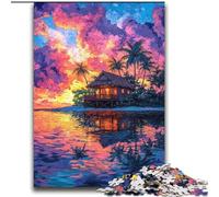Puzzles 2000 pièces pour Adultes, Cadeaux, Petite Maison au Coucher du Soleil, pour Les 14 Ans et Plus Difficile à réaliser, mais Amusant et Humoristique Superbes Cadeaux et Jouets 70x100cm