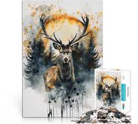Puzzles 2000 pièces pour Adultes Cerf Aquarelle Entraînez Votre Cerveau et Vos Mains est idéal comme Cadeau pour Toute la Famille 70x100cm