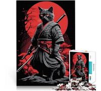 Puzzles 2000 pièces pour Adultes Chat Noir samouraï Jeu Familial Anti-Stress Défi Difficile Cadeau d'anniversaire, Cadeaux 70x100cm