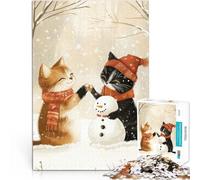 Puzzles 2000 pièces pour Adultes Chats construisant Un Bonhomme de Neige Impossible est idéal comme Cadeau pour Toute la Famille 70x100cm