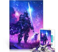 Puzzles 2000 pièces pour Adultes Chevalier et Loup dans la Galaxie Casse-tête avec des pièces de Formes aléatoires entièrement imbriquées 70x100cm