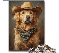Puzzles 2000 pièces pour Adultes Cowboy Golden Retriever Jeu éducatif Familial Idéal comme Cadeau pour Toute la Famille à partir de 14 Ans 70x100cm