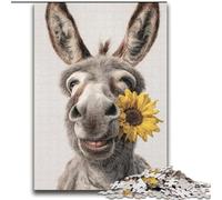 Puzzles 2000 pièces pour Adultes et Adolescents Âne Tenant Un Tournesol (à partir de 14 Ans) Difficile à réaliser, mais Amusant et Humoristique Superbes Cadeaux et Jouets 70x100cm
