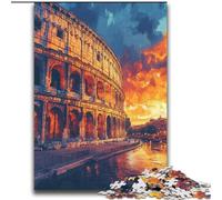 Puzzles 2000 pièces pour Adultes et Adolescents Colisée Romain au Coucher du Soleil, Anti-Stress, défi Difficile avec Affiche et fiche de Questions-réponses Assorties 70x100cm