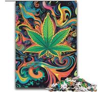 Puzzles 2000 pièces pour Adultes Feuilles de Cannabis Jeu Familial Anti-Stress Défi Difficile Convient aux Couples 70x100cm