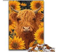 Puzzles 2000 pièces pour Adultes Highland Cow Family Game Stress Relief Difficult Challenge Convient aux Couples 70x100cm