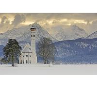 Puzzles 2000 pièces pour Adultes, Jeux de société, Cadeaux pour Hommes, paysages naturels, Montagnes, Allemagne, Alpes, église Saint-Charles-Borromée 70 x 100 cm