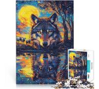 Puzzles 2000 pièces pour Adultes Loup au Clair de Lune Fabriqué en Carton Convient aux Personnes âgées de 14 Ans et Plus Jeux de détente Améliorer l'amour Entre Les Couples。Taille:70x100cm