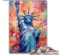 Puzzles 2000 pièces pour Adultes, Peinture colorée de la Statue de la Liberté, Difficiles à compléter mais Amusants et Humoristiques, avec Affiche et fiche de Questions-réponses Assorties 70x100cm