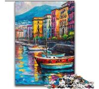 Puzzles 2000 pièces pour Adultes Peinture de Naples Italie Front de mer Jeu Familial Soulagement du Stress Défi Difficile Convient aux Couples 70x100cm