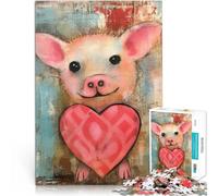 Puzzles 2000 pièces pour Adultes Porcinet de la Saint-Valentin avec Un Joli cœur Technique Mixte Jeu Stimulant Idées Cadeaux 70x100cm