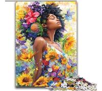 Puzzles 2000 pièces pour Adultes Tournesol Femme Africaine Jeu Familial Soulagement du Stress Défi Difficile Convient aux Couples 70x100cm