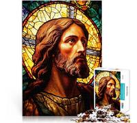 Puzzles 2000 pièces pour Adultes Vitrail Jésus Fait de Papier,pour Les 14 Ans et Plus Jouets à Faire soi-même Cadeau éducatif d'apprentissage。Taille:70x100cm/27.5x39.3pouce