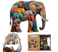 Puzzles - 218 pièces en Forme d'animal, Jeu Stimulant pour éléphant en Bois, Ensemble de Casse-tête, kit d'activités éducatives avec Un Design Amusant, Puzzle pour, Famille et Maison, école, b