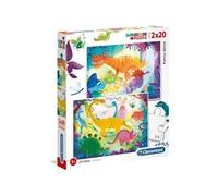 Clementoni - 24755 - Dinos Rigolos - 2 x 20 Pièces - Puzzles des Créatures Préhistoriques - Jeu de Création et Logique pour Enfants à partir de 3 Ans et Plus