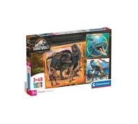 Puzzles 3 X 48 Pieces : T Rex Et Autres Dinosaures Feroces - Jurassic World - Enfant, Garcon - Set Puzzle Supercolor + Carte