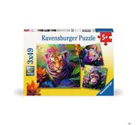 Ravensburger – Lot de 3 puzzles pour enfants 49 pièces Les bébés de la Jungle, 3 posters, dès 5 ans