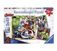 Puzzles 3 x 49 pièces Ravensburger Les puissants Avengers Marvel Bleu F