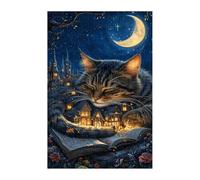 Puzzles 30 Pièces Adultes Moon Cat City, Jouet Educatif Développe Observation et Logique, Puzzle Adultes 30 Pièces 25 x 20 cm