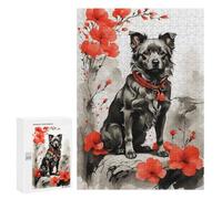 Puzzles 300 PCS Dog Ink Japanese Style Puzzles pour Adolescents Jeux Relaxants Défi Difficile Cadeaux Uniques d'anniversaire Et De Noël 300 PCS
