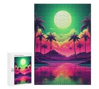 Puzzles 300 PCS pour Adolescents Abstract Retrowave Horizon Puzzles pour Adultes Jouets Anti-Stress Décoration Parfaite Cadeaux Anti-Stress 300 PCS