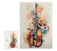 Puzzles 300 PCS pour Adolescents Abstract Saxophone Puzzles pour Adultes Décoration Murale Jouet Difficile, Difficile, Stimulant À Compléter 300 PCS