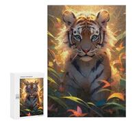 Puzzles 300 PCS pour Adolescents Amazon Jungle Tiger Portrait Puzzles pour Adultes Améliore La Mémoire Interaction Parent-Enfant Jouet Jeu Intellectuel 300 PCS