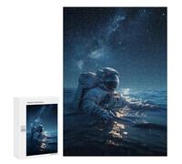 Puzzles 300 PCS pour Adolescents Astronaut Floating in Ocean Puzzles pour Adultes Améliore La Mémoire Défi Éducatif Réduction du Stress Cadeaux 300 PCS