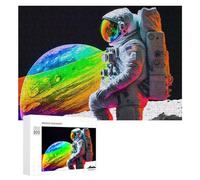Puzzles 300 PCS pour Adolescents Astronaut with Rainbow Planet Puzzles pour Adultes Jeux Relaxants Difficulté Défi Éducatif Difficile 300 PCS