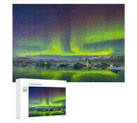 Puzzles 300 PCS pour Adolescents Aurora Borealis Over Icebergs Puzzles pour Adultes Jeux Relaxants Difficulté Défi Éducatif Difficile 300 PCS