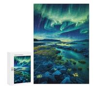 Puzzles 300 PCS pour Adolescents Aurora Borealis Over Rocky Landscape Puzzles pour Adultes Décoration Murale Jouet Difficile, Difficile, Stimulant À Compléter 300 PCS
